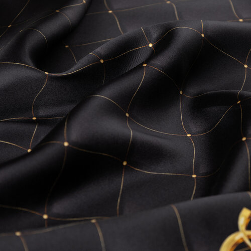Black Gold Quilted Elegance Twill Silk Scarf