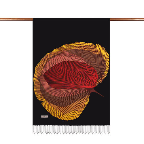 Black Gold Silk Tree Print Silk Scarf