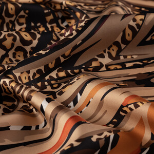 Black Gold Wild Zen Twill Silk Scarf - Thumbnail