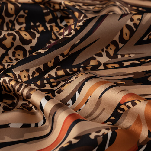 Black Gold Wild Zen Twill Silk Scarf