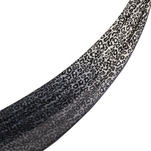 Black Gradient Leopard Wool Silk Scarf - Thumbnail