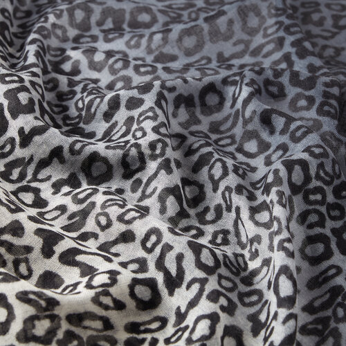 Black Gradient Leopard Wool Silk Scarf