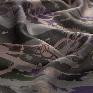 Black Green Arenya Print Tencel Scarf - Thumbnail