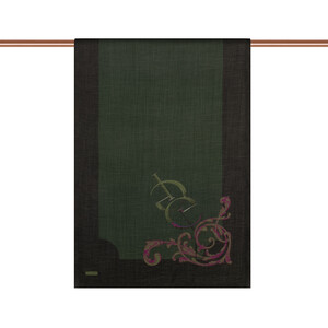 ipekevi - Black Green Baroque Signature Tencel Scarf (1)
