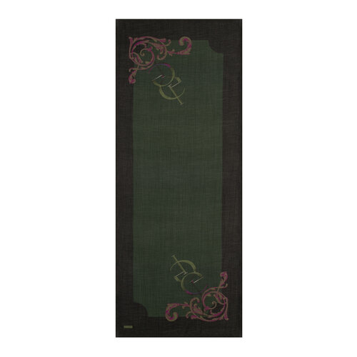 Black Green Baroque Signature Tencel Scarf