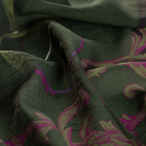 Black Green Baroque Signature Tencel Scarf - Thumbnail