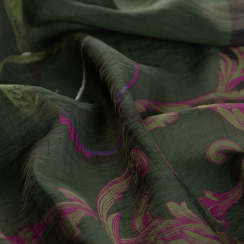 Black Green Baroque Signature Tencel Scarf