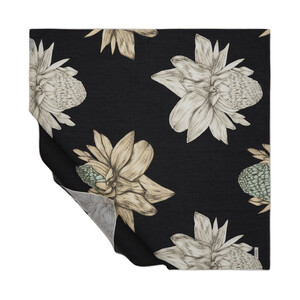 Black Green Ginger Flower Cotton Scarf - Thumbnail