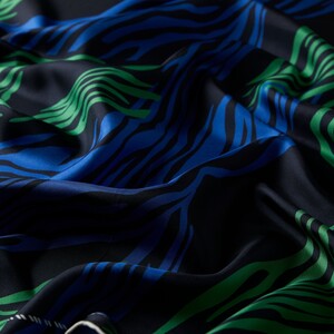 Black Green Moss Twill Silk Scarf - Thumbnail