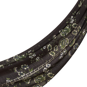 ipekevi - Black Green Spring Frame Print Tencel Scarf