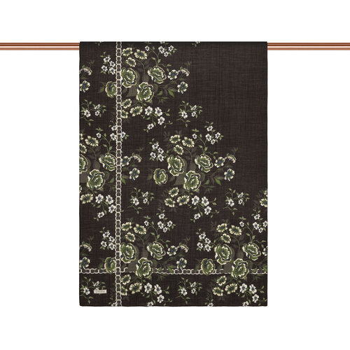 Black Green Spring Frame Print Tencel Scarf