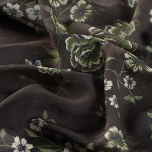 Black Green Spring Frame Print Tencel Scarf - Thumbnail