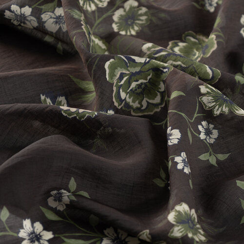 Black Green Spring Frame Print Tencel Scarf