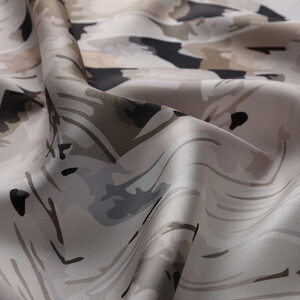 ipekevi - Black Grey Abstract Monogram Twill Silk Scarf (1)