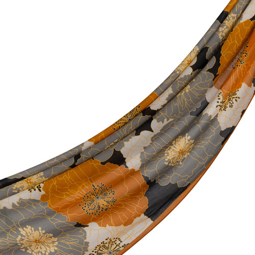 Black Grey Hydrangea Print Cotton Scarf