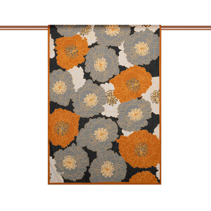 ipekevi - Black Grey Hydrangea Print Cotton Scarf (1)