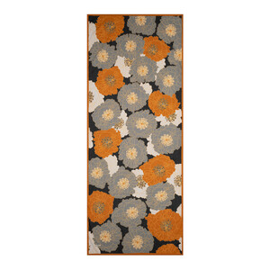 Black Grey Hydrangea Print Cotton Scarf - Thumbnail
