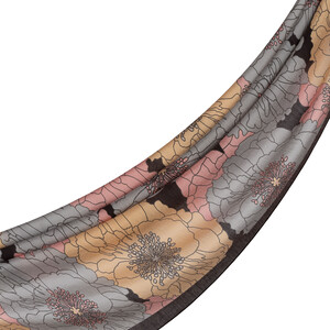 ipekevi - Black Grey Hydrangea Print Tencel Scarf