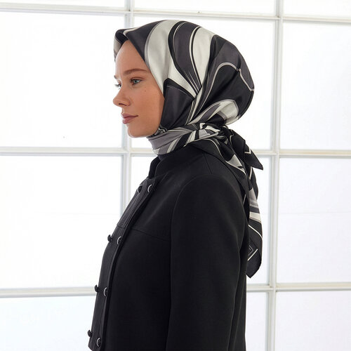 Black Grey Lav Twill Silk