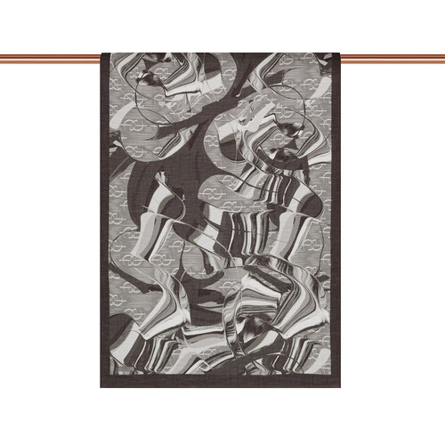 Black Grey Marble Flow Tencel Scarf