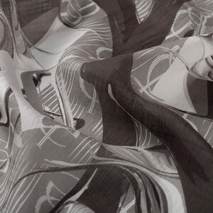 Black Grey Marble Flow Tencel Scarf - Thumbnail