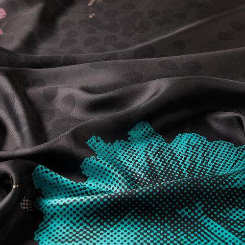 Black Halftone Twill Silk Scarf