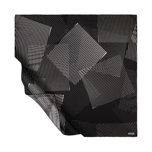 Black Harmony Print Silk Twill Scarf - Thumbnail