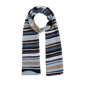 Black Harvest Season Print Cotton Silk Shawl - Thumbnail