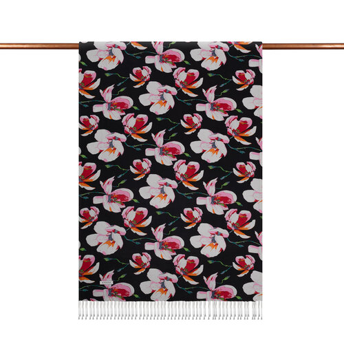 Black Hazan Print Silk Scarf