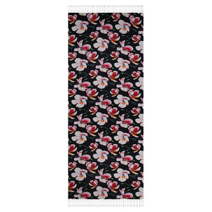 Black Hazan Print Silk Scarf - Thumbnail