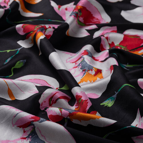 Black Hazan Print Silk Scarf