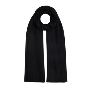 ipekevi - Black Herringbone Patterned Wool Silk Shawl (1)