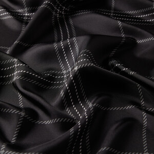 Black Highlander Plaid Silk Twill Scarf - Thumbnail