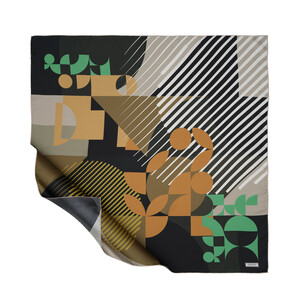 Black Honey Foam Bauhaus Twill Silk Scarf - Thumbnail