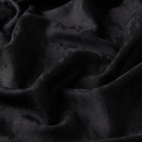 Black Houndstooth Patterned Wool Silk Scarf