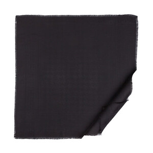 Black Houndstooth Print Wool Silk Scarf - Thumbnail