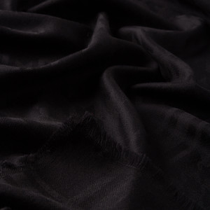 Black Houndstooth Print Wool Silk Scarf - Thumbnail