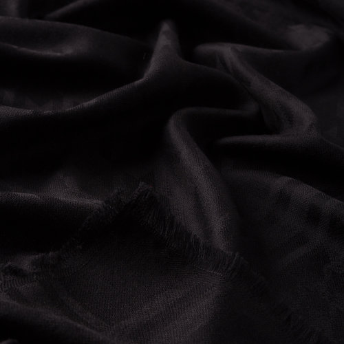 Black Houndstooth Print Wool Silk Scarf