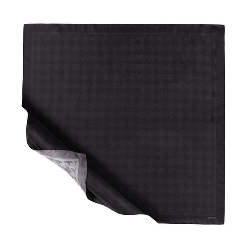 Black Houndstooth Silk Twill Scarf