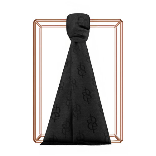 Black IE Monogram Wool Silk Scarf