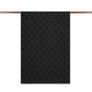 ipekevi - Black IE Monogram Wool Silk Scarf (1)
