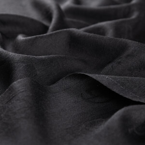 Black IE Monogram Wool Silk Scarf - Thumbnail