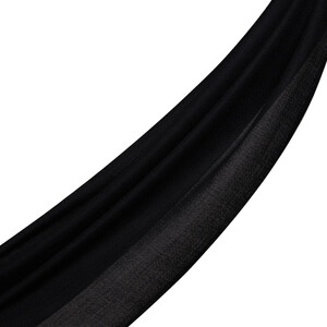 Black Ikat Print Wool Silk Scarf - Thumbnail