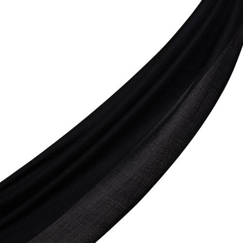 Black Ikat Print Wool Silk Scarf