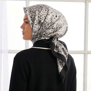 Black Illusion Twill Silk Scarf - Thumbnail