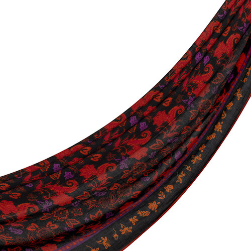 Black Imperial Garden Cotton Scarf