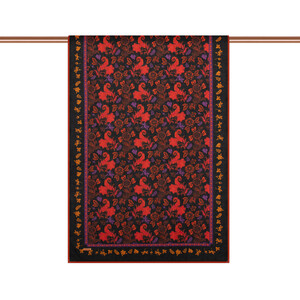 ipekevi - Black Imperial Garden Cotton Scarf (1)