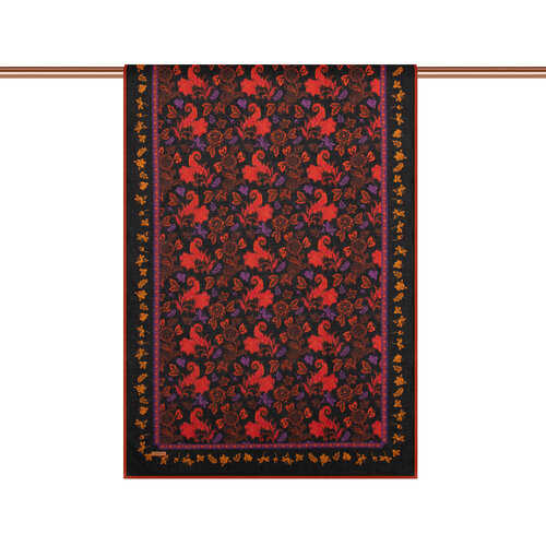 Black Imperial Garden Cotton Scarf