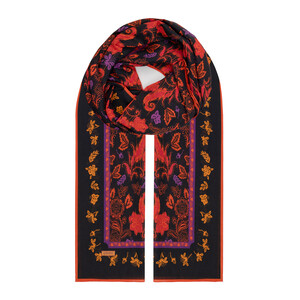Black Imperial Garden Cotton Scarf - Thumbnail