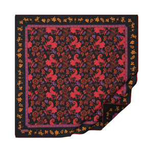 Black Imperial Garden Cotton Scarf - Thumbnail